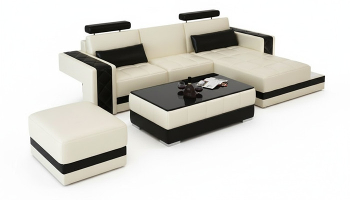 Skórzana sofa z USB Żywy krajobraz Narożnikowa kanapa Narożnik Ustaw Design Modern Sofa L6010D
