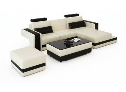 Skórzana sofa z USB Żywy krajobraz Narożnikowa kanapa Narożnik Ustaw Design Modern Sofa L6010D
