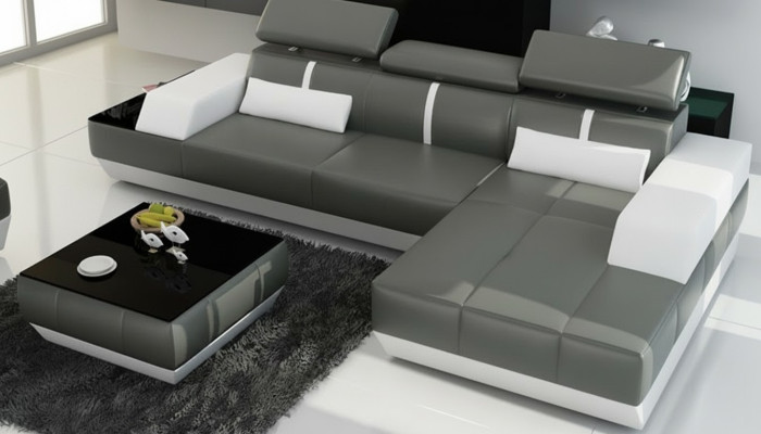 Skórzana sofa sofa z USB,Żywy krajobrazu Narożnikowa kanapa Ustaw Design Modern Sofa K5015C