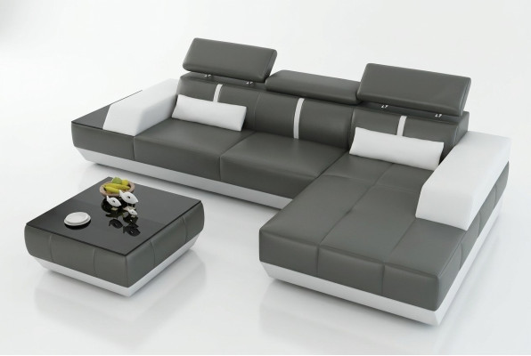 Skórzana sofa sofa z USB,Żywy krajobrazu Narożnikowa kanapa Ustaw Design Modern Sofa K5015C