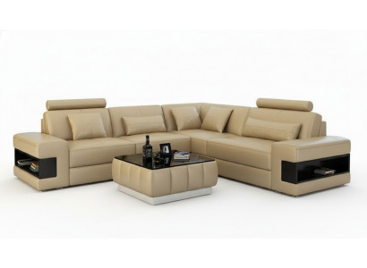 Skórzana sofa z USB Żywy krajobraz Narożnikowa kanapa Narożnik Ustaw Design Nowoczesna Sofa L6014B