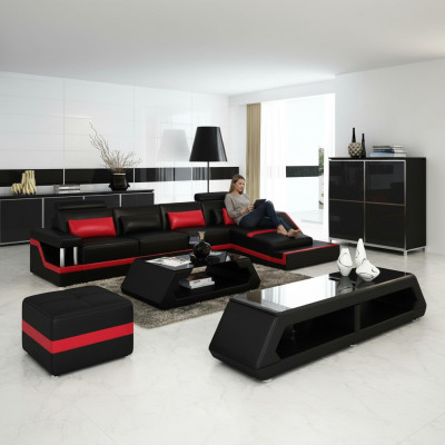 Projektant Narożnikowa kanapa Sofa Żywy krajobraz Big Modern skórzana sofa z USB HAMBURG III