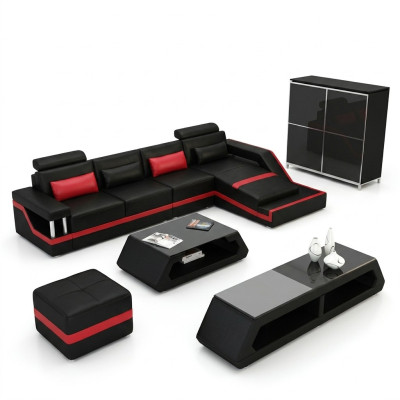 Projektant Narożnikowa kanapa Sofa Żywy krajobraz Big Modern skórzana sofa z USB HAMBURG III