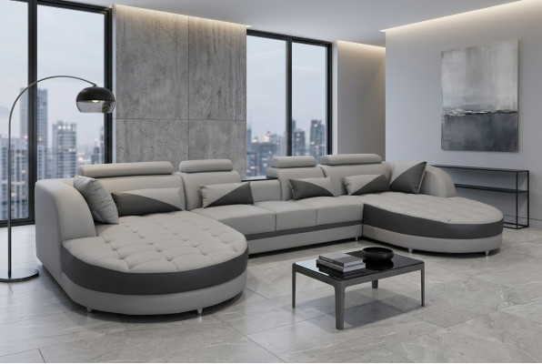 Żywy krajobraz funkcja łóżka Szary Narożnikowa kanapa Kształt U Couch Design Podkładka USB New