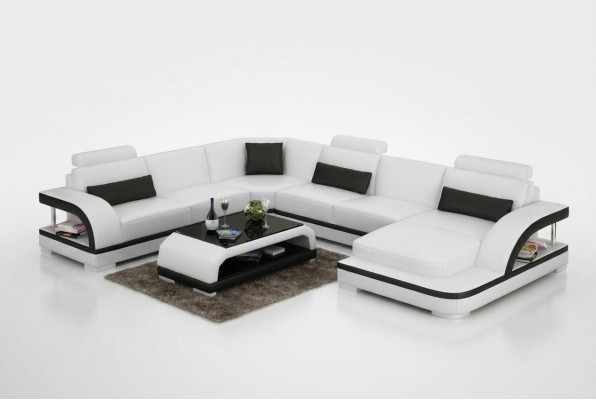 Skórzana sofa kanapa Żywy krajobraz Narożnik kanapa Narożnik Ustaw Design Nowoczesna Sofa z USB