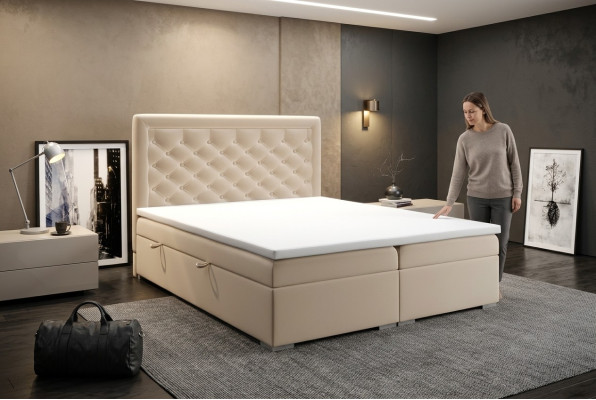 Chesterfield Boxspring Bed Hotel Double Luxury Beds Upholstered Box Function