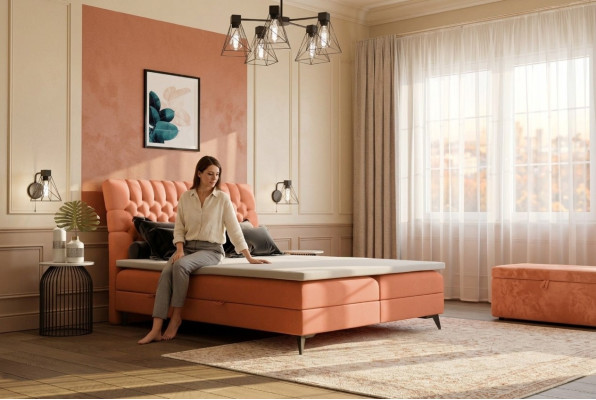 Chesterfield Boxspring łóżko Podwójne łóżka Design Obicia Skrzynia Funkcja Hotel