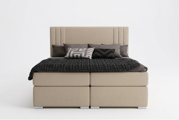 Boxspring Łóżko Hotel Double Beige Włókienniczy Luksusowe łóżko Podkładka Box Function