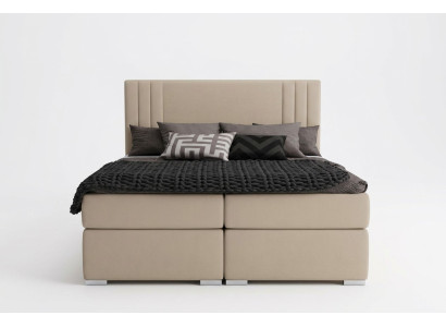 Boxspring Łóżko Hotel Double Beige Włókienniczy Luksusowe łóżko Podkładka Box Function