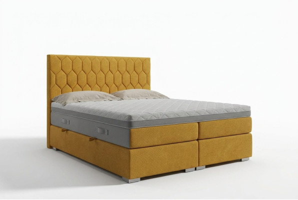 Box spring Łóżko Hotel Double Luxury łóżko Podkładka Funkcja Podstawa łóżka Żółty Aksamit