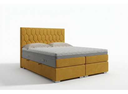 Box spring Łóżko Hotel Double Luxury łóżko Podkładka Funkcja Podstawa łóżka Żółty Aksamit