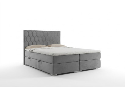 Boxspring Łóżko Hotel Double 180x200cm Luksusowe łóżko Podkładka Function Box Szara