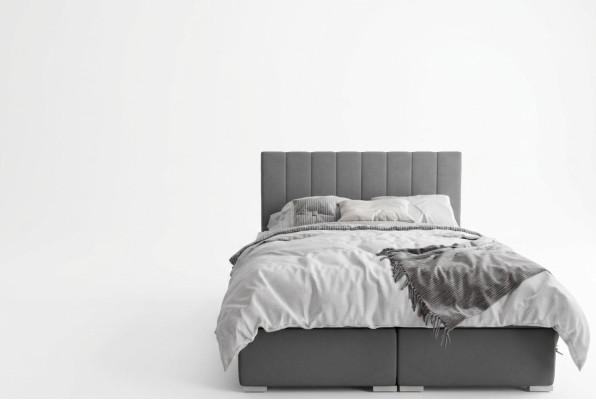 Boxspring Łóżko Hotel Double bed Design Podkładka Box Function Szary