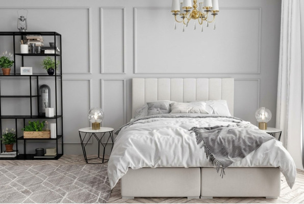 Box spring Łóżko Hotel Double Luxury bed Podkładka Podstawa łóżka Funkcja Beżowa Nowość