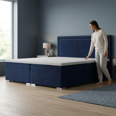 Boxspring Łóżko Hotel Double Design łóżko Luksusowa Podkładka Box Function Niebieski Nowość