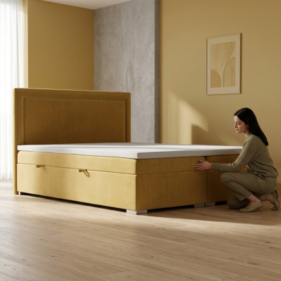 Boxspring Design Łóżko Hotel Double bed Luksusowa Podkładka Podstawa łóżka Funkcja Żółta