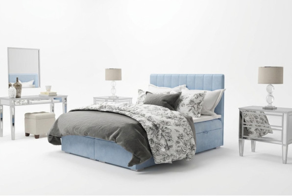 Box spring Łóżko Hotel Double Blue Aksamit Luksusowe łóżko Podkładka Podstawa łóżka 180x200