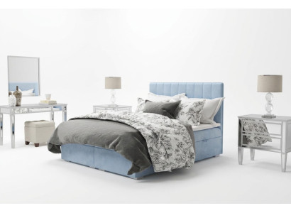 Box spring Łóżko Hotel Double Blue Aksamit Luksusowe łóżko Podkładka Podstawa łóżka 180x200
