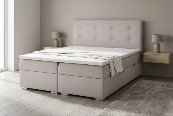 Łóżko box funkcja box spring hotel podwójny kompletny zestaw nakładka na materac łóżka