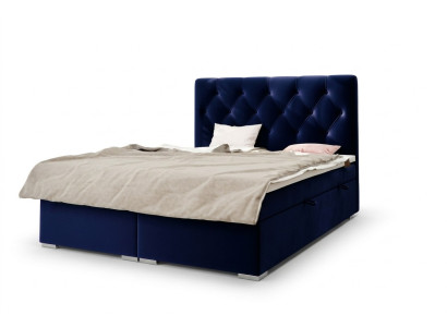 Boxspring Łóżko Hotel Double Blue Włókienniczy Luksusowe łóżko Podkładka Podstawa łóżka Funkcja