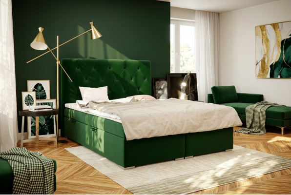 Chesterfield Boxspring Łóżko Hotelowe Kompletne Łóżko Podwójne Nowy Materac Topper Set