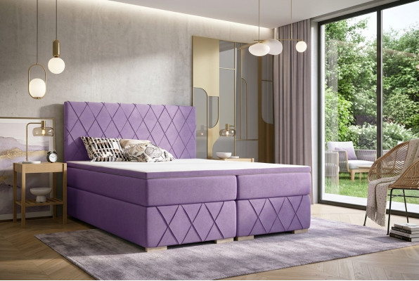 Kompletny zestaw materac & Topper Box Spring Łóżko Fioletowa Podkładka 180x200cm łóżko