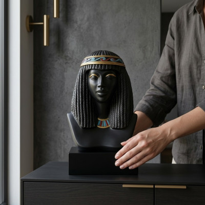 Egipt Rzeźba Kleopatra Figura Statua z tworzywa sztucznego w stylu antycznym 25cm Nowa