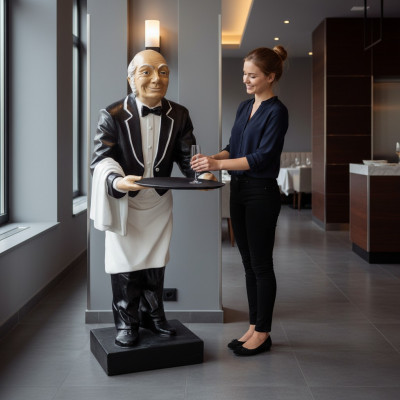 Figura Lokaja Statuetka Figurki Posągi Rzeźba Restauracja Hotel Półka Kelner Nowy