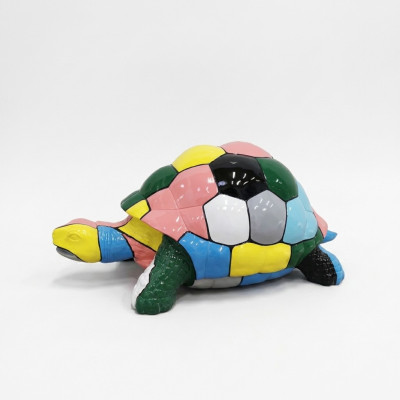 Abstrakcyjna figura projektanta Salon Nowoczesna statua Żółw Kolorowo pomalowany 109cm