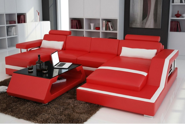 Projektant Narożnikowa kanapa Sofa Żywy krajobraz Duża nowoczesna skórzana sofa + Podkładka USB Couch