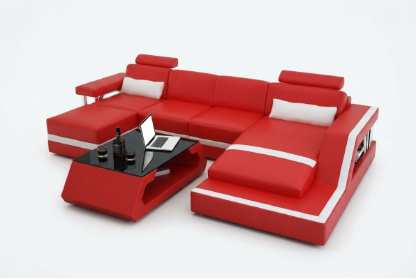 Projektant Narożnikowa kanapa Sofa Żywy krajobraz Duża nowoczesna skórzana sofa + Podkładka USB Couch
