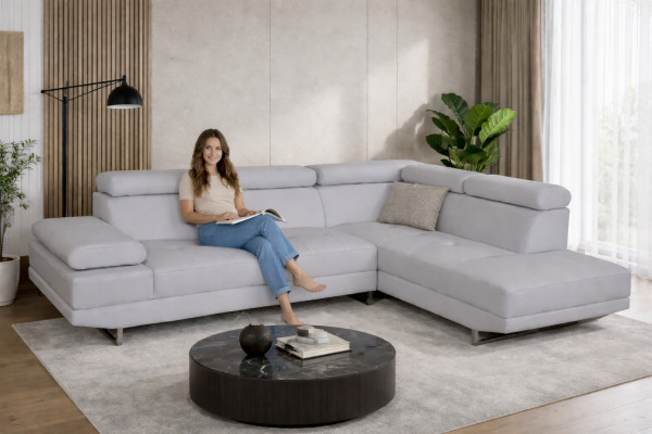 Narożnik Skóra z USB Modern XXL Couch Żywy krajobraz Skórzana Sofa Sofa L-Shape B2003