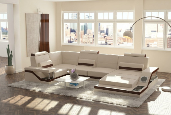 Żywy krajobraz Sofa + USB Podkładka Siedziba Narożnikowa kanapa Ustawić Włókienniczy Materiał Skóra Sofy