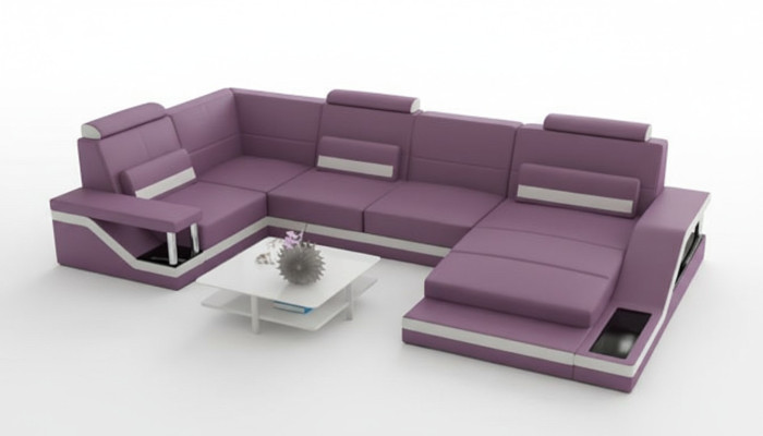 Żywy krajobraz Sofa z USB Podkładka Narożnikowa kanapa Ustaw Włókienniczy Materiał Skóra Sofy