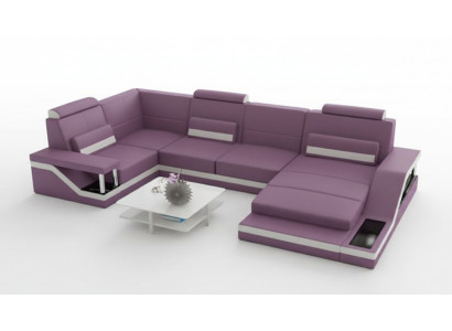 Żywy krajobraz Sofa z USB Podkładka Narożnikowa kanapa Ustaw Włókienniczy Materiał Skóra Sofy