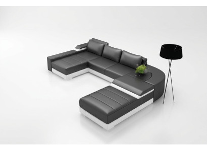 Narożnik kanapa Narożnik Sofa z USB Podkładka Skóra Ustawić Żywy krajobraz Couch Bellenberg