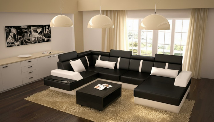 Projektant Żywy krajobraz narożnik + sofa USB Podkładka Ustawić skórzaną sofę sofy Nowość