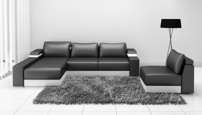 Narożnik kanapa Narożnik Sofa z USB Podkładka Skóra Ustawić Żywy krajobraz Szezlong