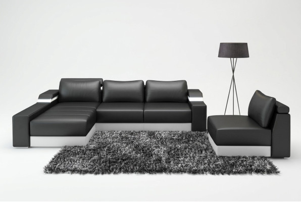 Narożnik kanapa Narożnik Sofa z USB Podkładka Skóra Ustawić Żywy krajobraz Szezlong