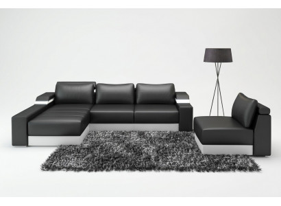 Narożnik kanapa Narożnik Sofa z USB Podkładka Skóra Ustawić Żywy krajobraz Szezlong