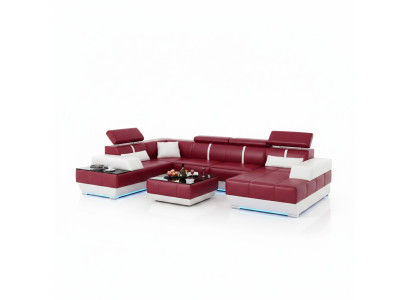 Designerska Sofa + USB, Podkładka Ustawić Skórzana Sofa Sofy Nowy Żywy krajobraz Narożnik