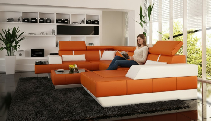 Skórzana sofa + sofa USB Narożnikowa kanapa kanapa narożna skórzana kanapa plakat Narożnik NOWOŚĆ Żywy krajobraz