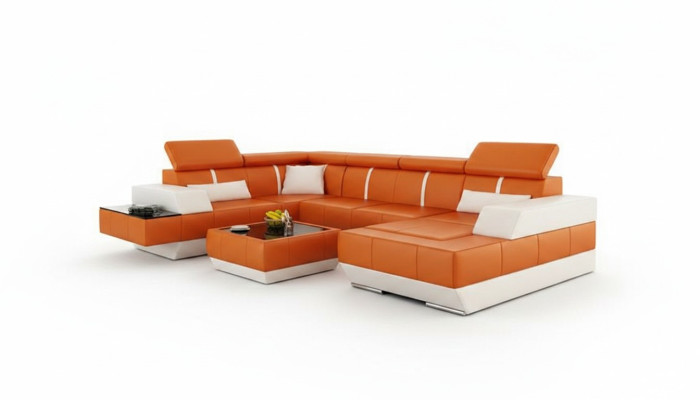 Skórzana sofa + sofa USB Narożnikowa kanapa kanapa narożna skórzana kanapa plakat Narożnik NOWOŚĆ Żywy krajobraz