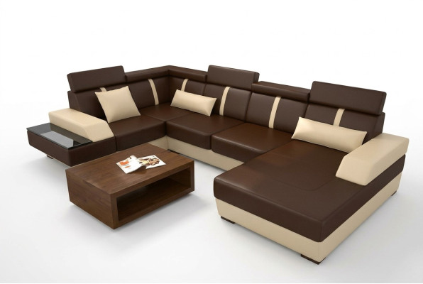 Projektant Żywy krajobrazu Narożnik USB Sofa Podkładka Ustawić Skórzana Sofa Sofy Nowość