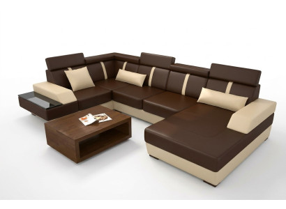 Projektant Żywy krajobrazu Narożnik USB Sofa Podkładka Ustawić Skórzana Sofa Sofy Nowość