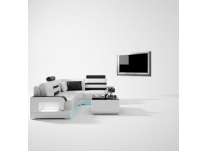 Skórzana sofa z USB,Żywy krajobrazu Narożnikowa kanapa Narożnik Ustaw Design Nowoczesna Sofa L6016D
