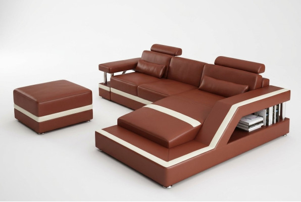 Skórzana sofa z USB Żywy krajobraz Narożnikowa kanapa Narożnik Ustaw Design Modern Sofa L6002E