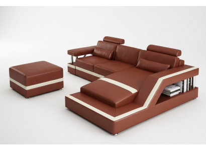 Skórzana sofa z USB Żywy krajobraz Narożnikowa kanapa Narożnik Ustaw Design Modern Sofa L6002E