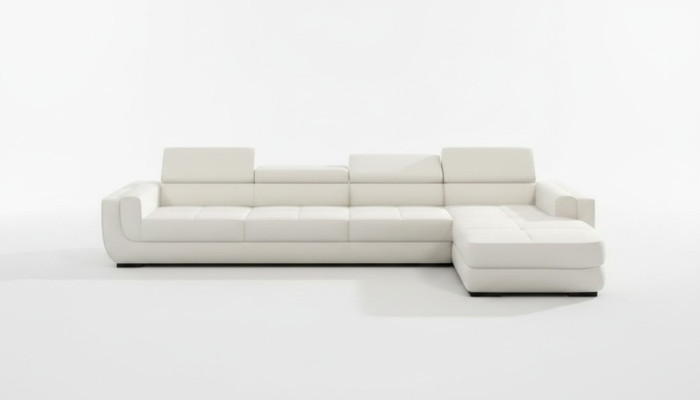 Narożnikowa kanapa skórzana sofa USB Żywy krajobraz Sofa w kształcie litery L Podkładka Siedziba Narożnik Tettau Biały