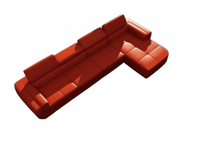 Narożnikowa kanapa skórzana + USB Żywy krajobraz Sofa w kształcie litery L Podkładka Siedziba Narożnik Tettau Czerwony